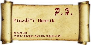 Piszár Henrik névjegykártya
