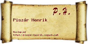 Piszár Henrik névjegykártya